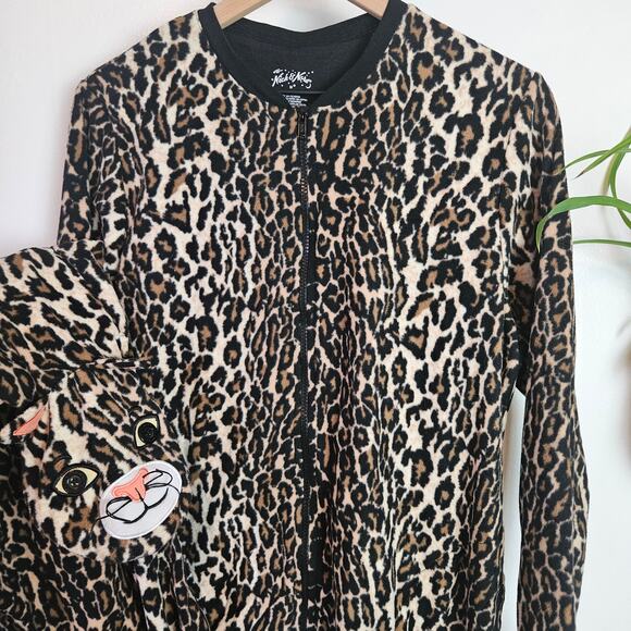 NEW Nick & Nora Jungle Jim Fleece One Piece Pajamas M Leopard Print NWT - Picture 7 of 8